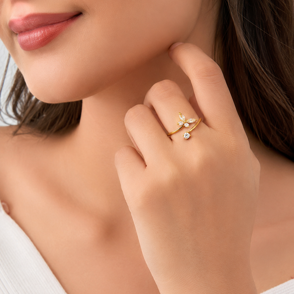 ELURA Bloom Spark CZ Open Ring for Women