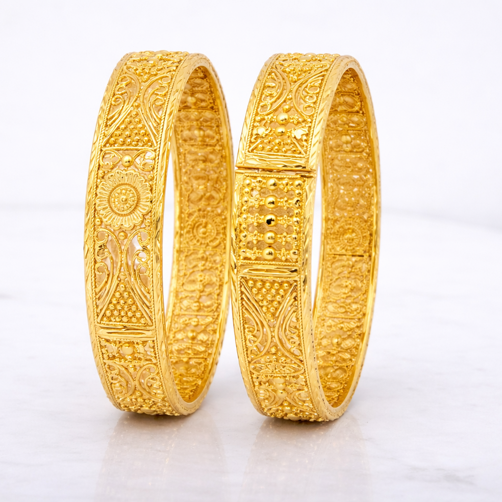 Elura Traditional Gold Bangles For Women Set Of 2