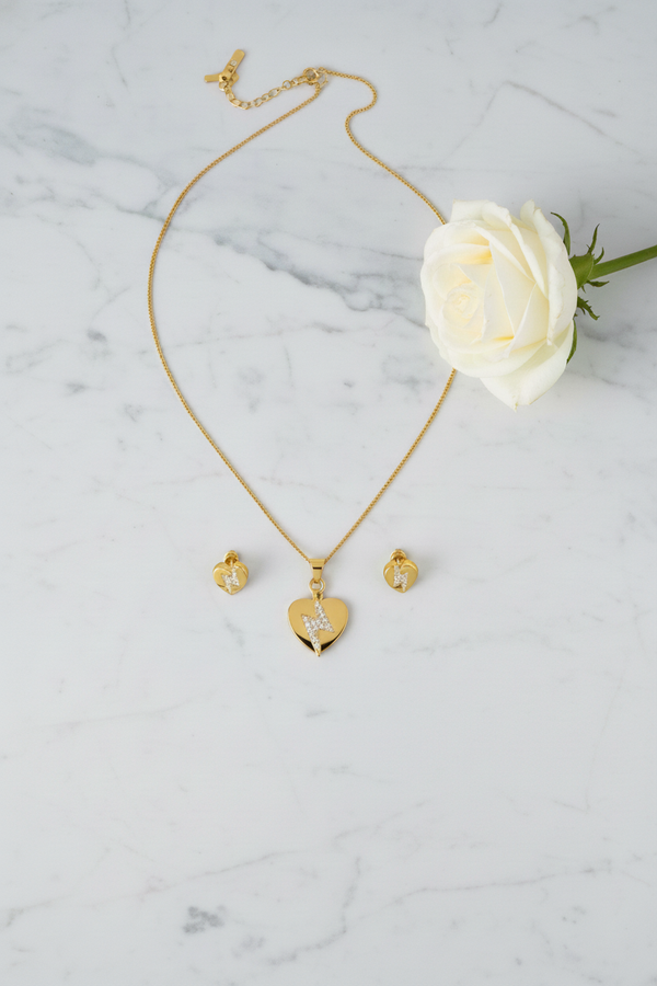 Elura Heart CZ Pendant Necklace Set