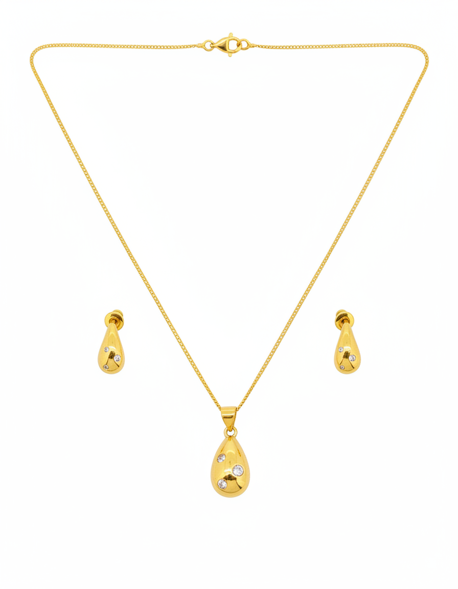 Elura Teardrop CZ Pendant Necklace Set