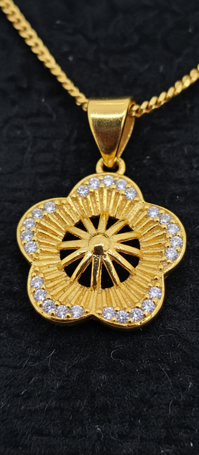 Elura Floral CZ Pendant Necklace Set