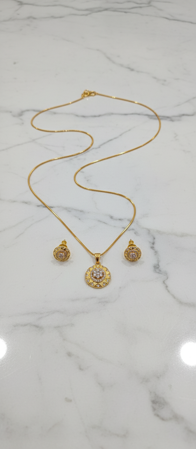 Elura Floral CZ Pendant Necklace Set