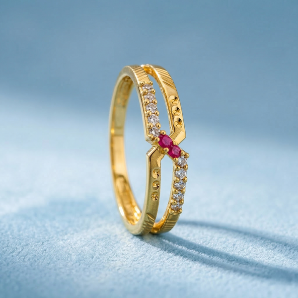 ELURA Elegant Women’s Ring with CZ Stone & Dual Band Design