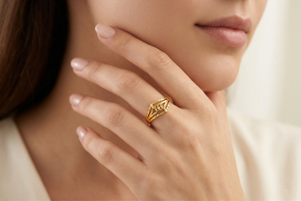 Elura Geometric Triple Band Gold Ring