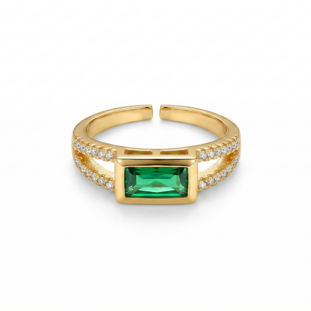 Elura Emerald Royale Dual Band Adjustable Ring