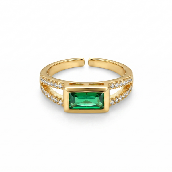 Elura Emerald Royale Dual Band Adjustable Ring