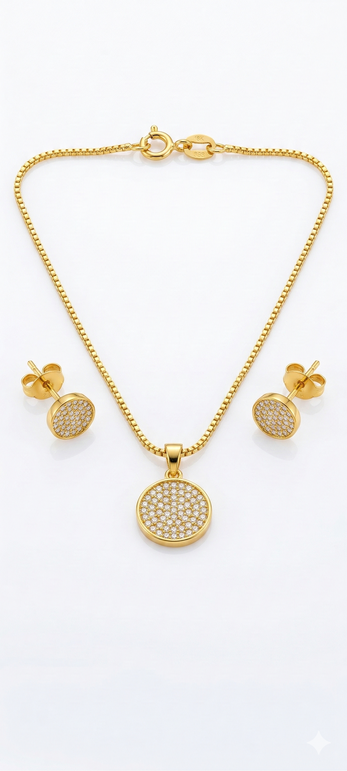 Elura Round Stone Pendant Necklace Set for Women