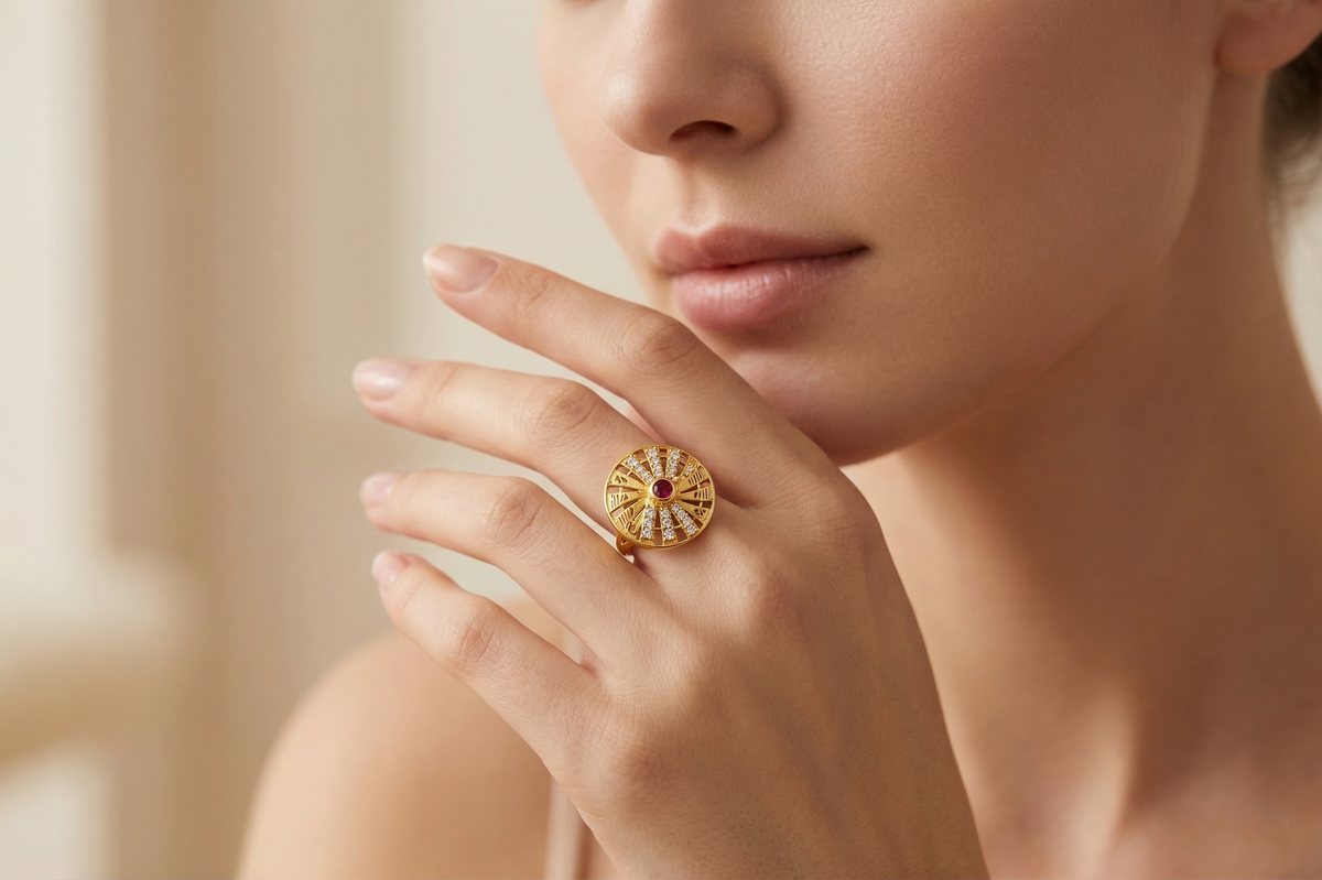 Elura Royal Sunburst Ruby Designer Ring