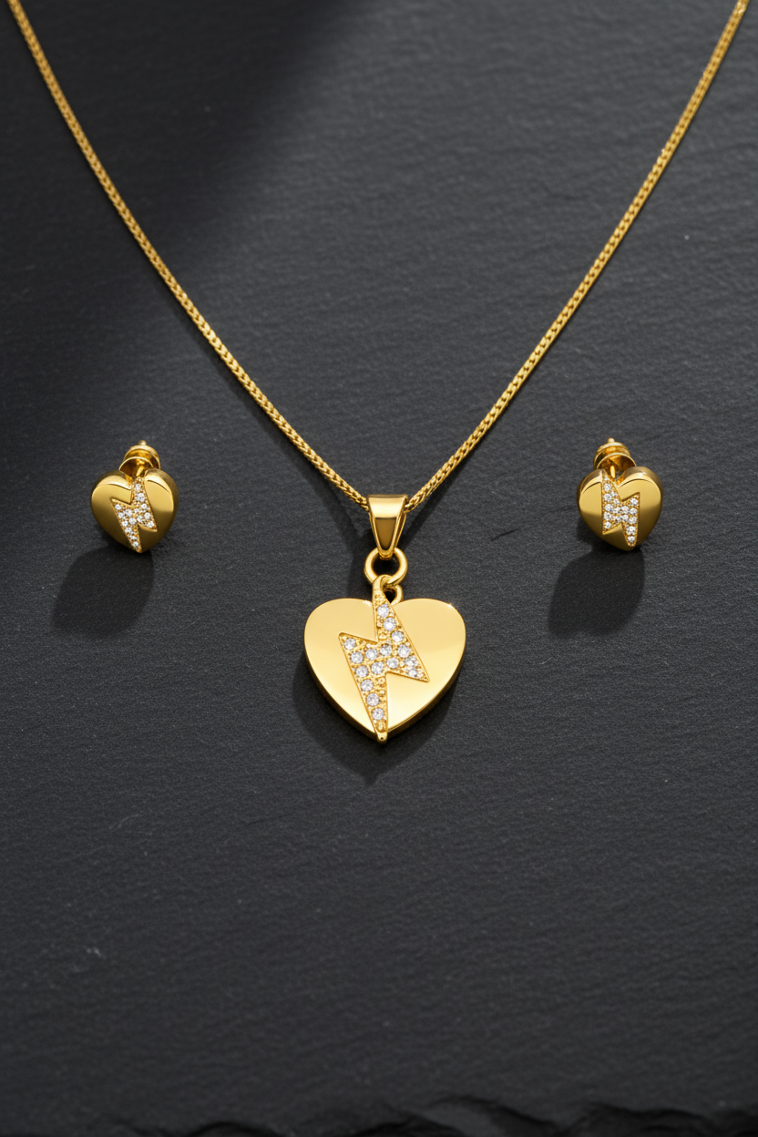Elura Heart CZ Pendant Necklace Set