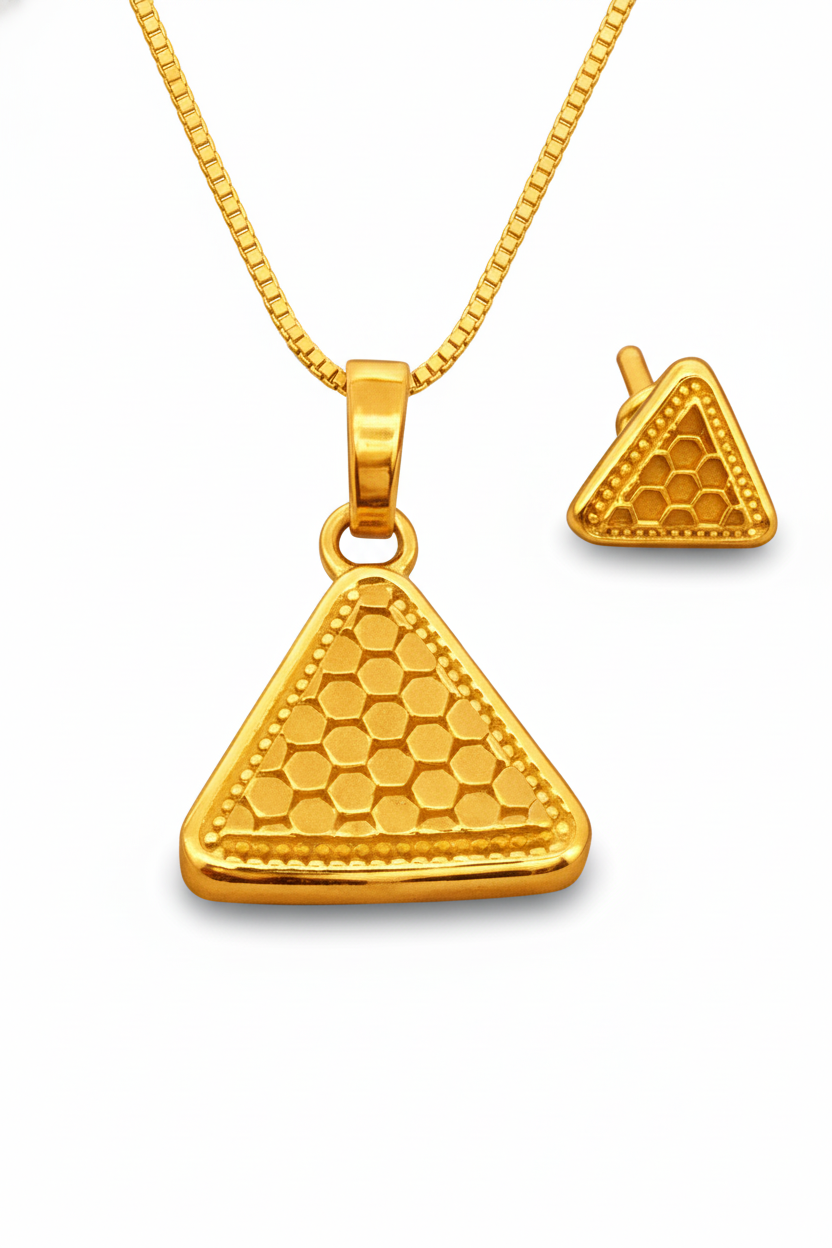 Elura Triangle Pendant Necklace Set for Women