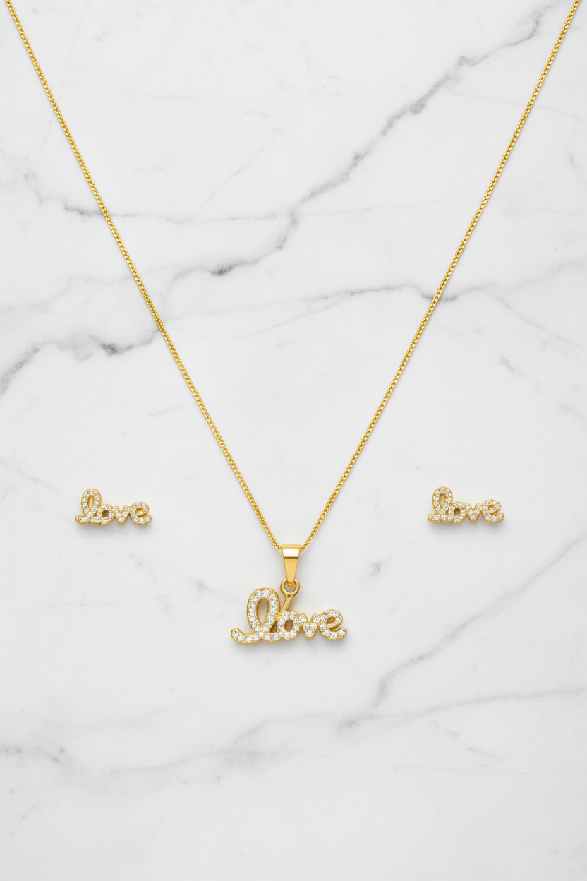 Elura Love Pendant Necklace Set for Women