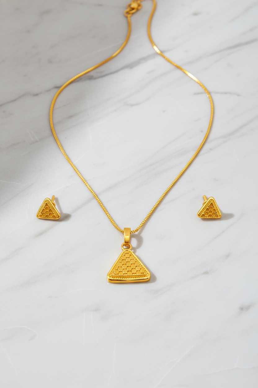 Elura Triangle Pendant Necklace Set for Women
