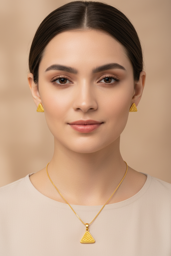 Elura Triangle Pendant Necklace Set for Women