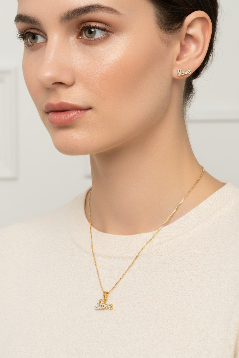 Elura Love Pendant Necklace Set for Women