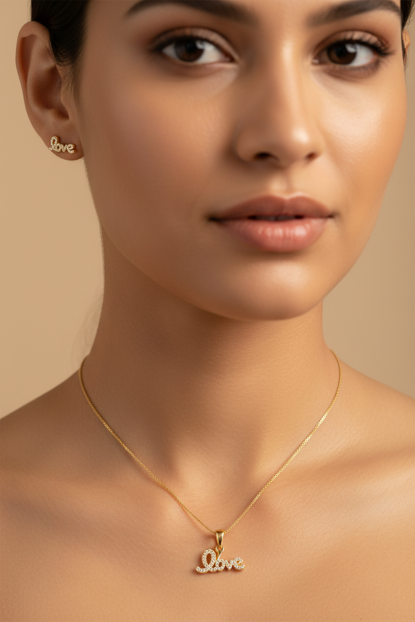 Elura Love Pendant Necklace Set for Women