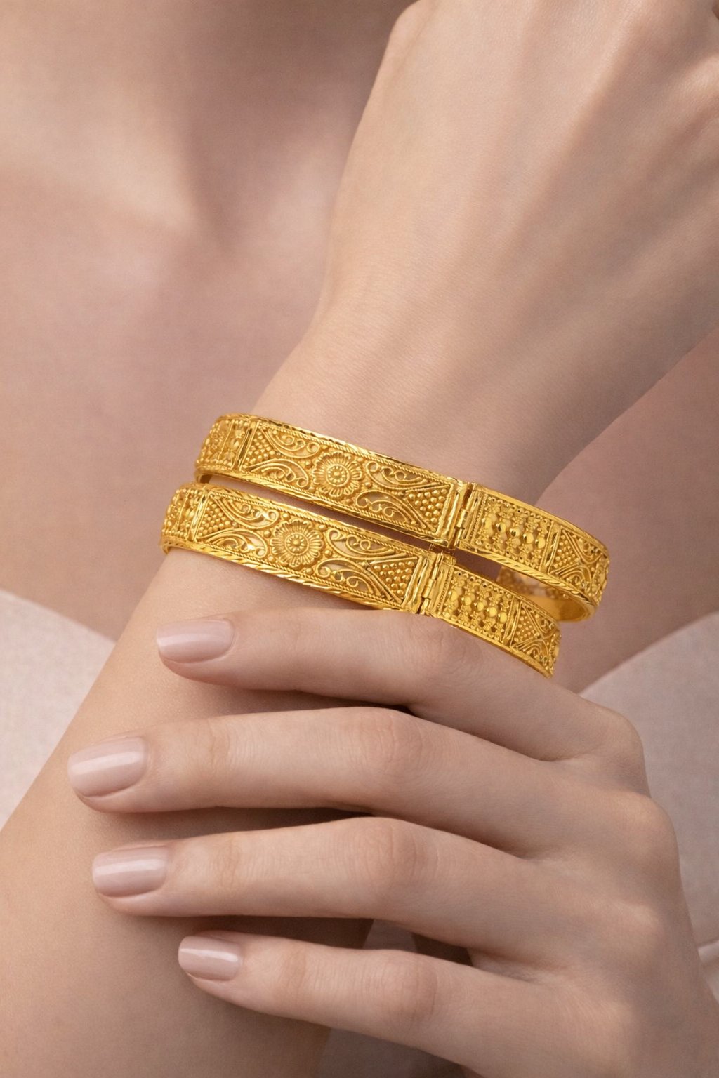 Elura Traditional Gold Bangles For Women Set Of 2