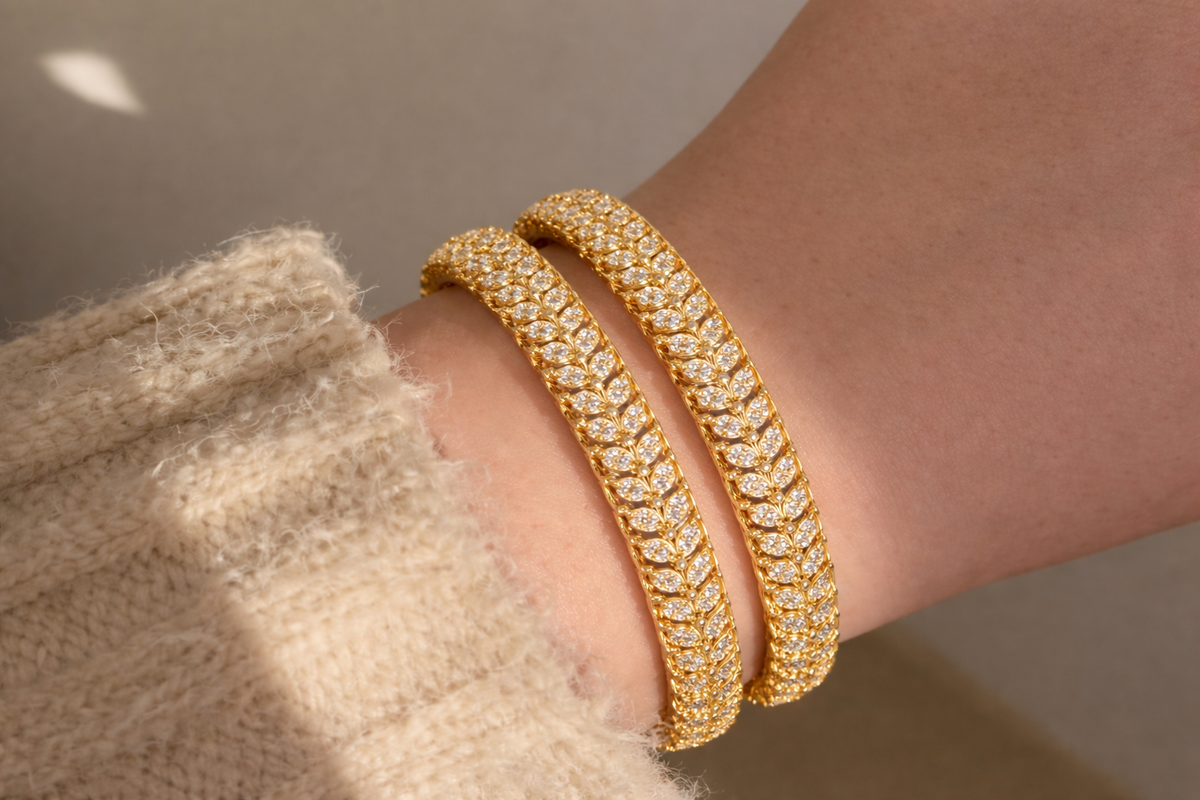 Elura Trendy Diamond Cut Bangles For Women