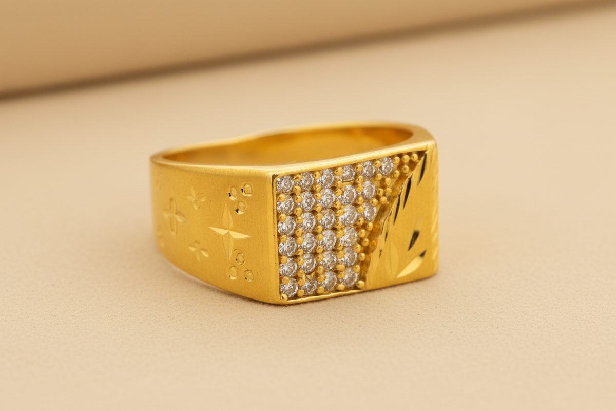 Premium Men’s Ring with Micro CZ Stone Cluster