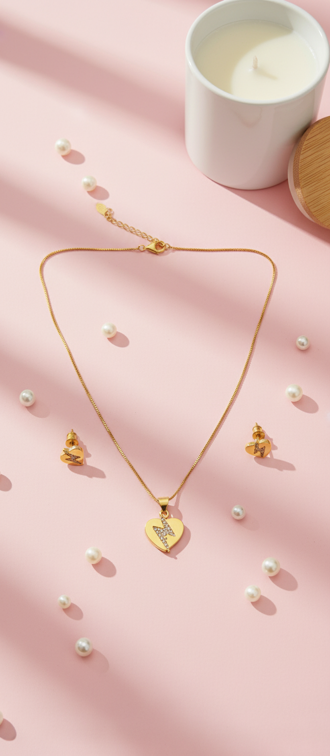 Elura Heart CZ Pendant Necklace Set