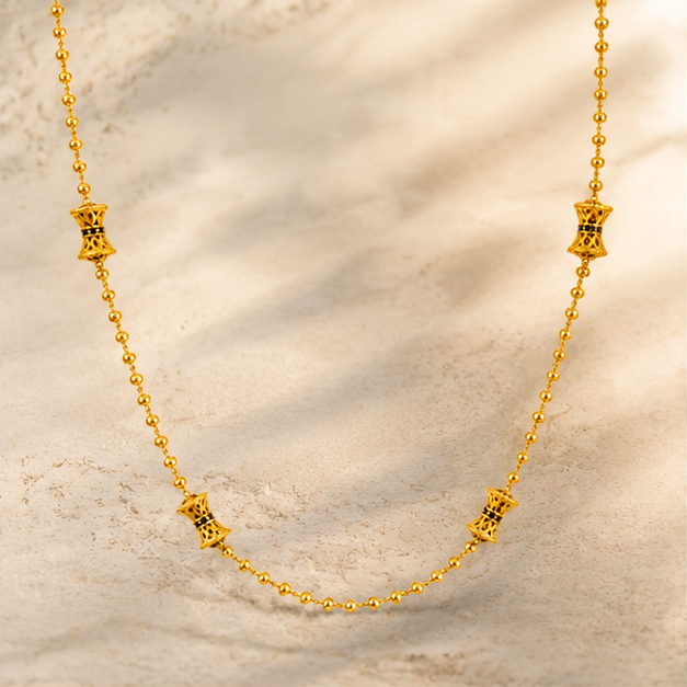 ELURA Bead Chain with Designer Barrel Charms for Women