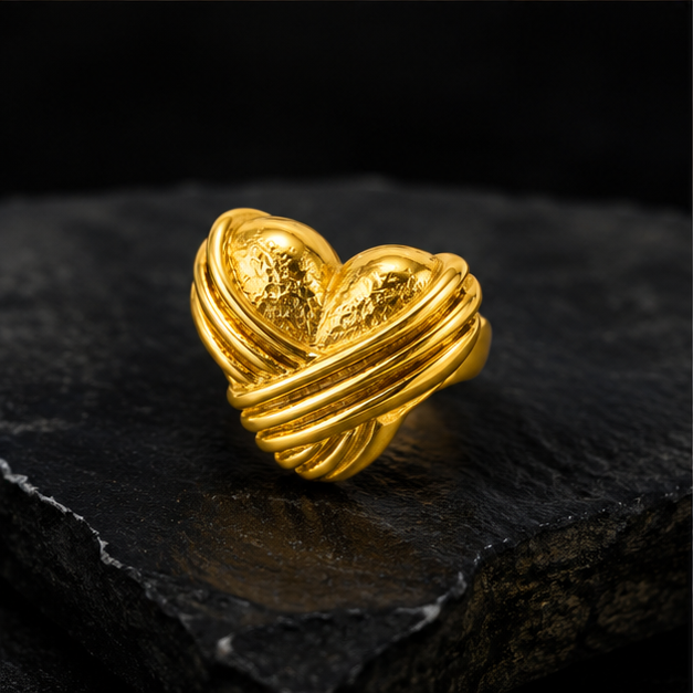 ELURA Designer Heart Adjustable Ring for Women