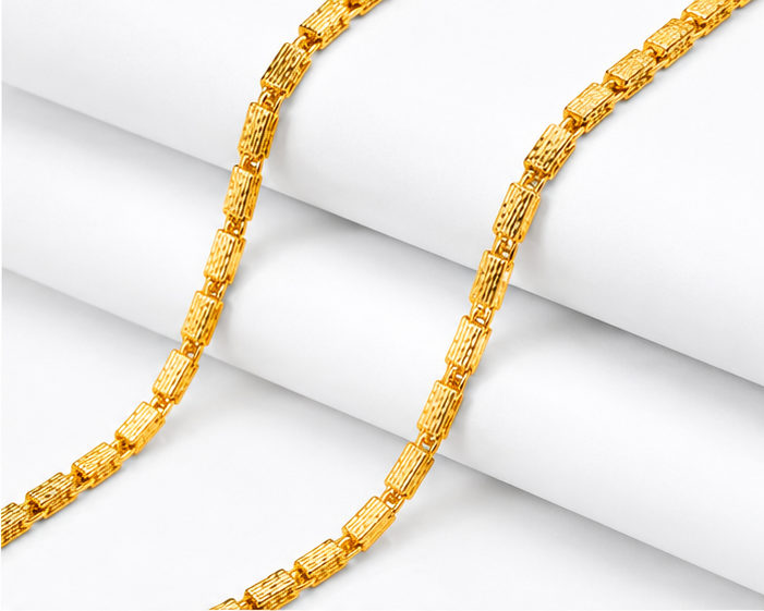 ELURA Premium Gold Rectangular Link Chain for Men & Women