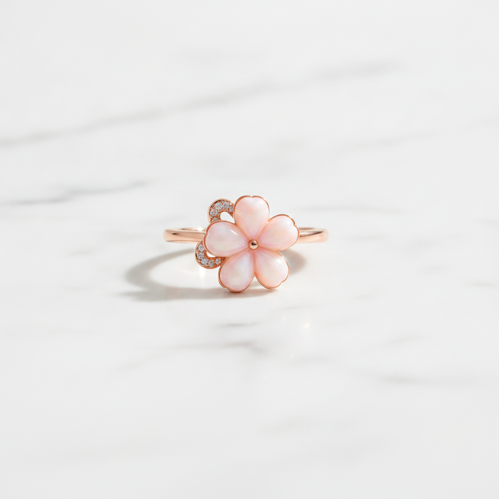 ELURA Luxury 360° Rotating Flower Ring with Opal & Cubic Zirconia