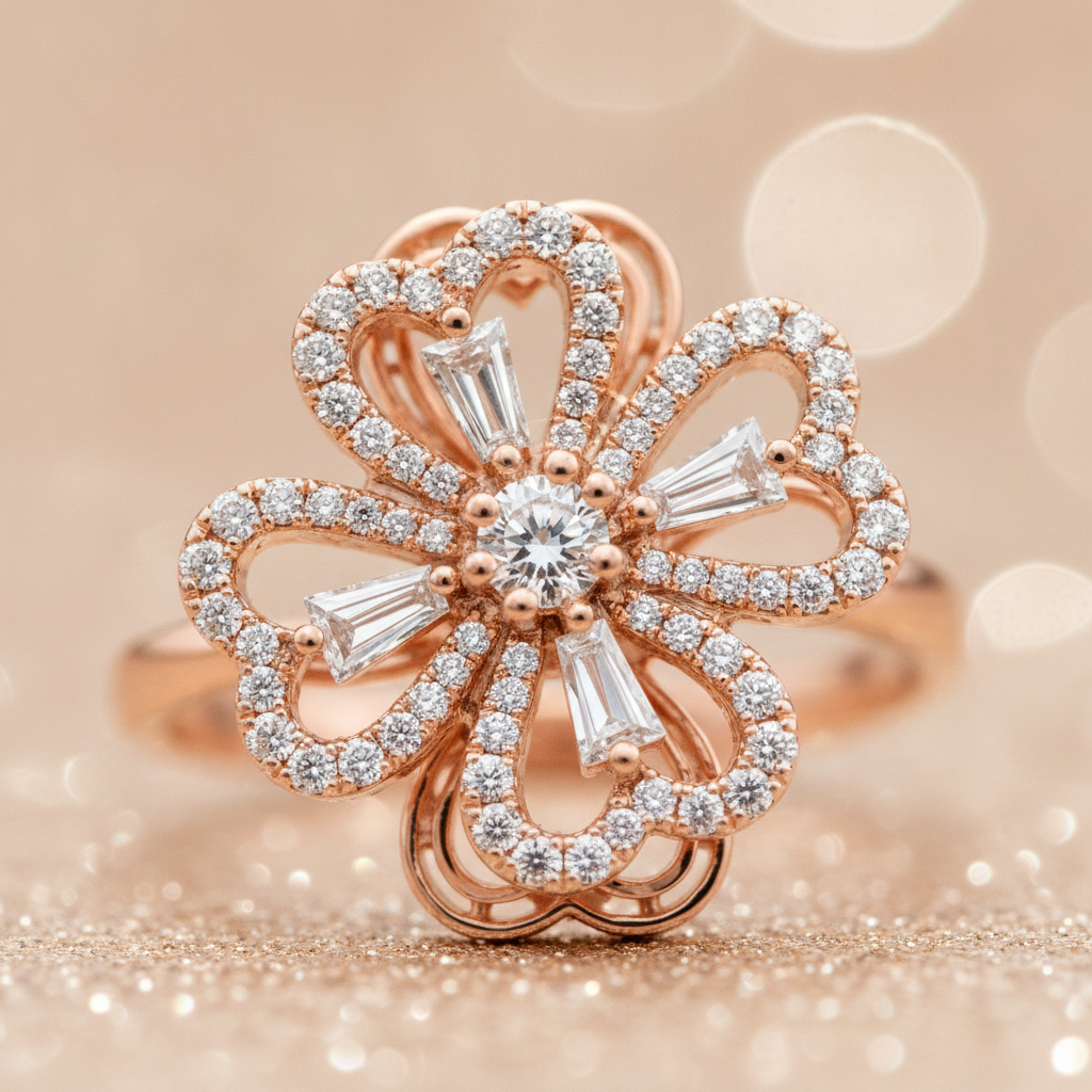 ELURA Luxury 360° Spin Flower Ring with Cubic Zirconia