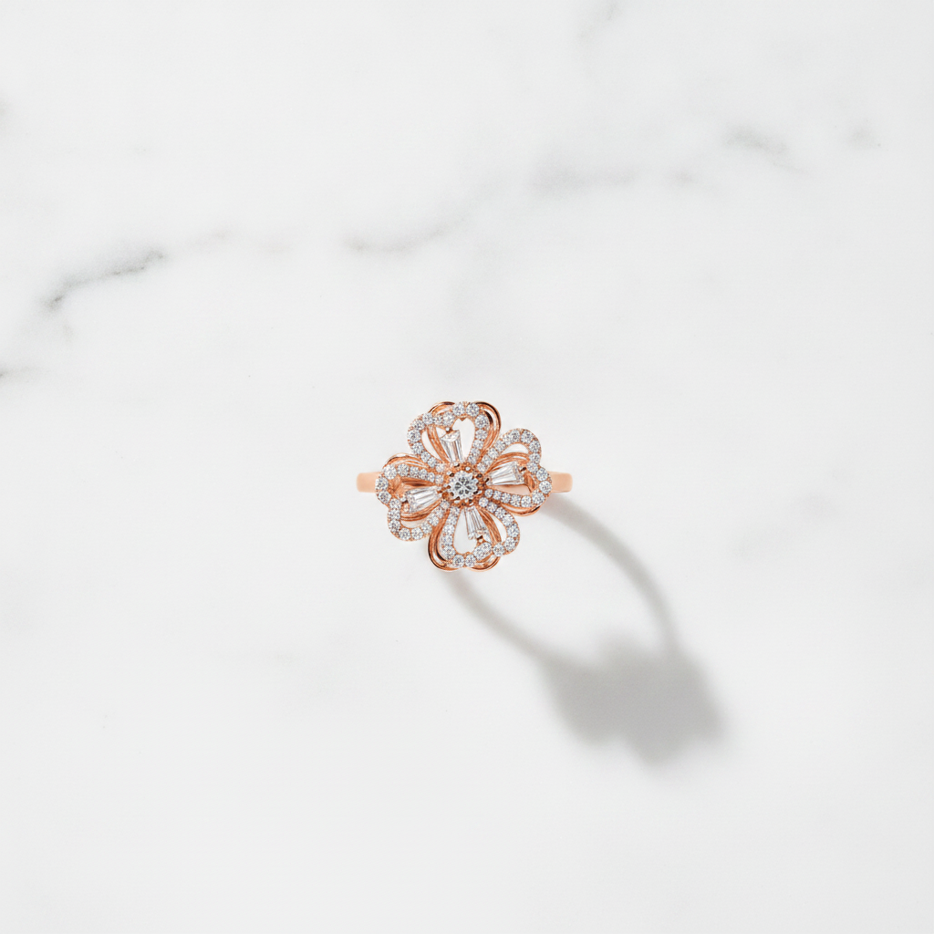 ELURA Luxury 360° Spin Flower Ring with Cubic Zirconia