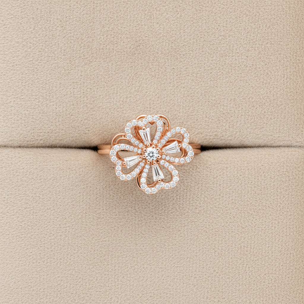 ELURA Luxury 360° Spin Flower Ring with Cubic Zirconia