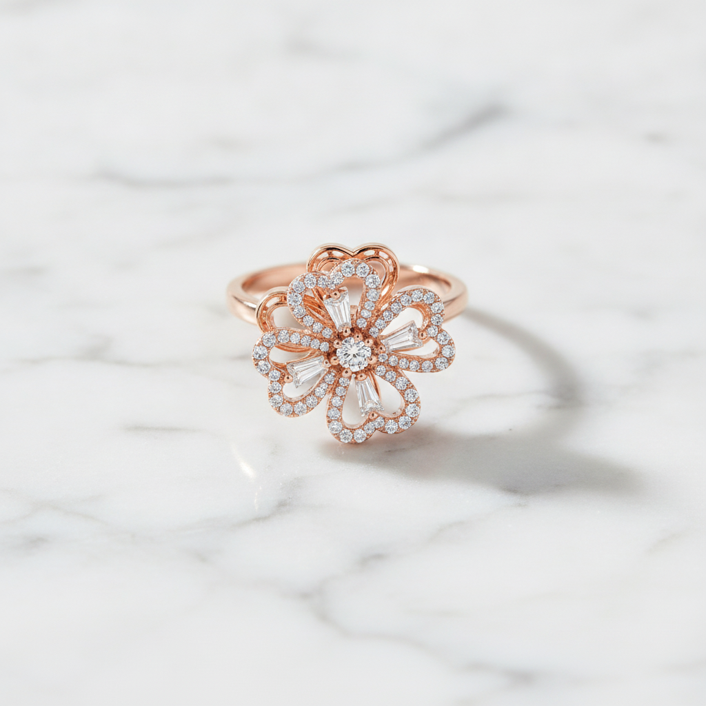 ELURA Luxury 360° Spin Flower Ring with Cubic Zirconia