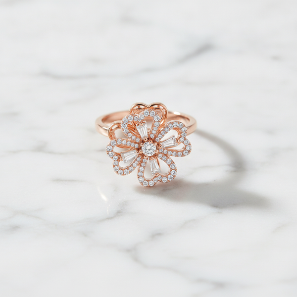 ELURA Luxury 360° Spin Flower Ring with Cubic Zirconia