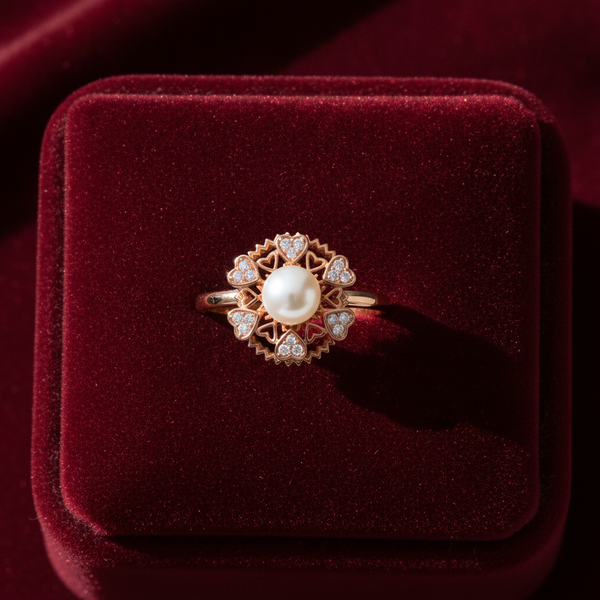 ELURA Premium 360° Rotating Pearl Adjustable Ring