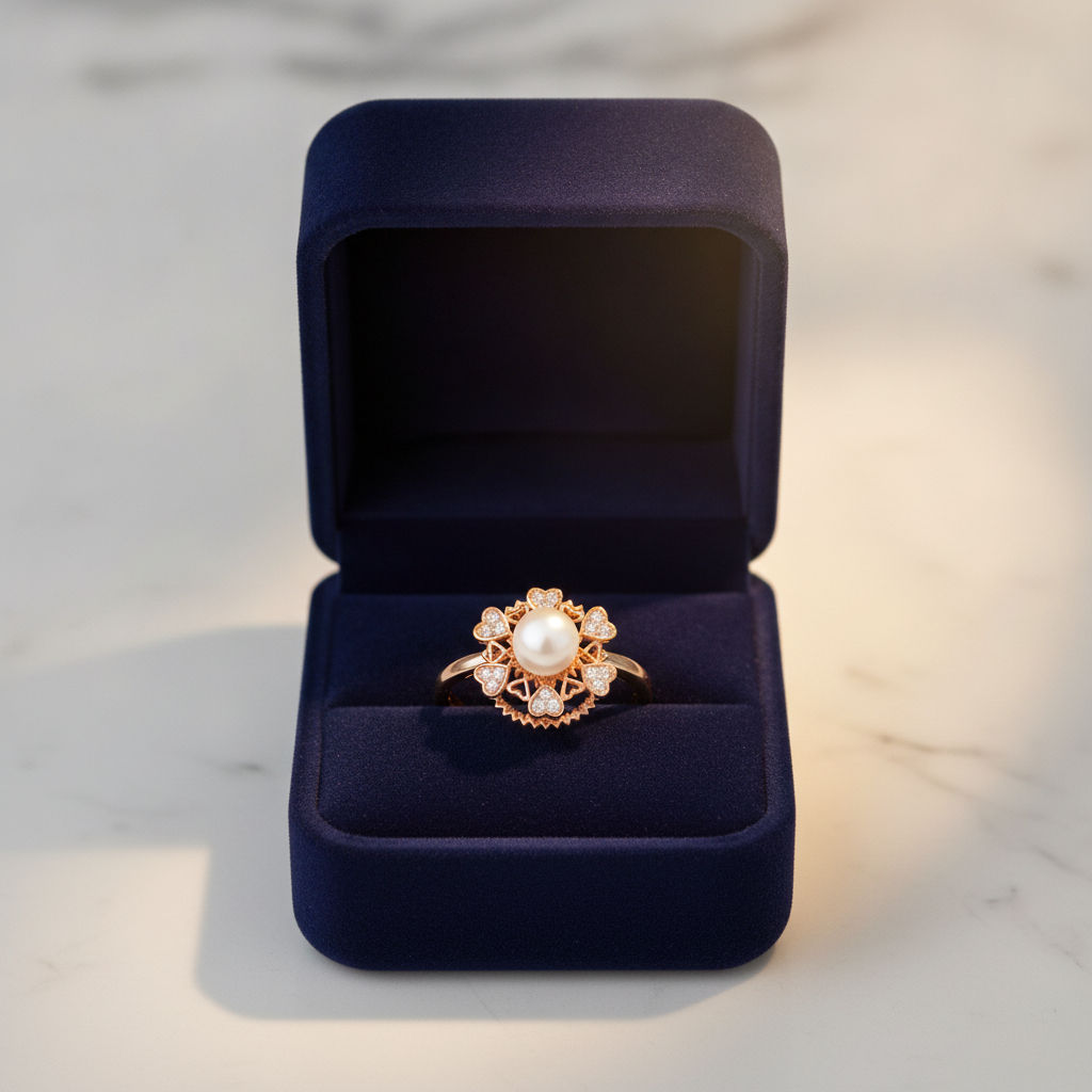 ELURA Premium 360° Rotating Pearl Adjustable Ring