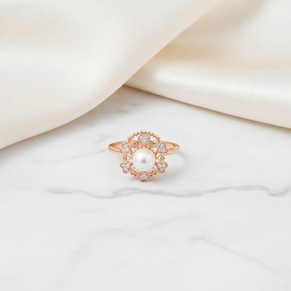 ELURA Premium 360° Rotating Pearl Adjustable Ring
