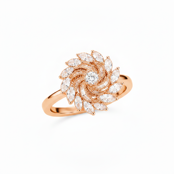 ELURA 360° Rotating Crystal Flower Ring for Women