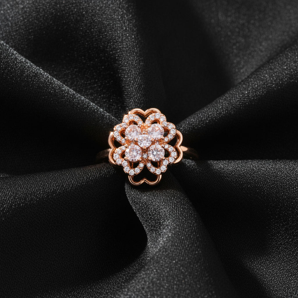 ELURA 360° Rotating Floral Spinner Ring for Women