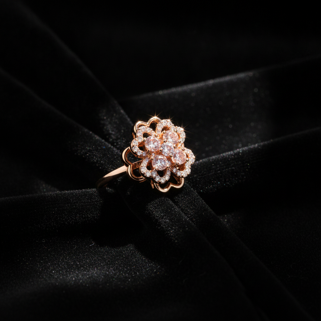 ELURA 360° Rotating Floral Spinner Ring for Women