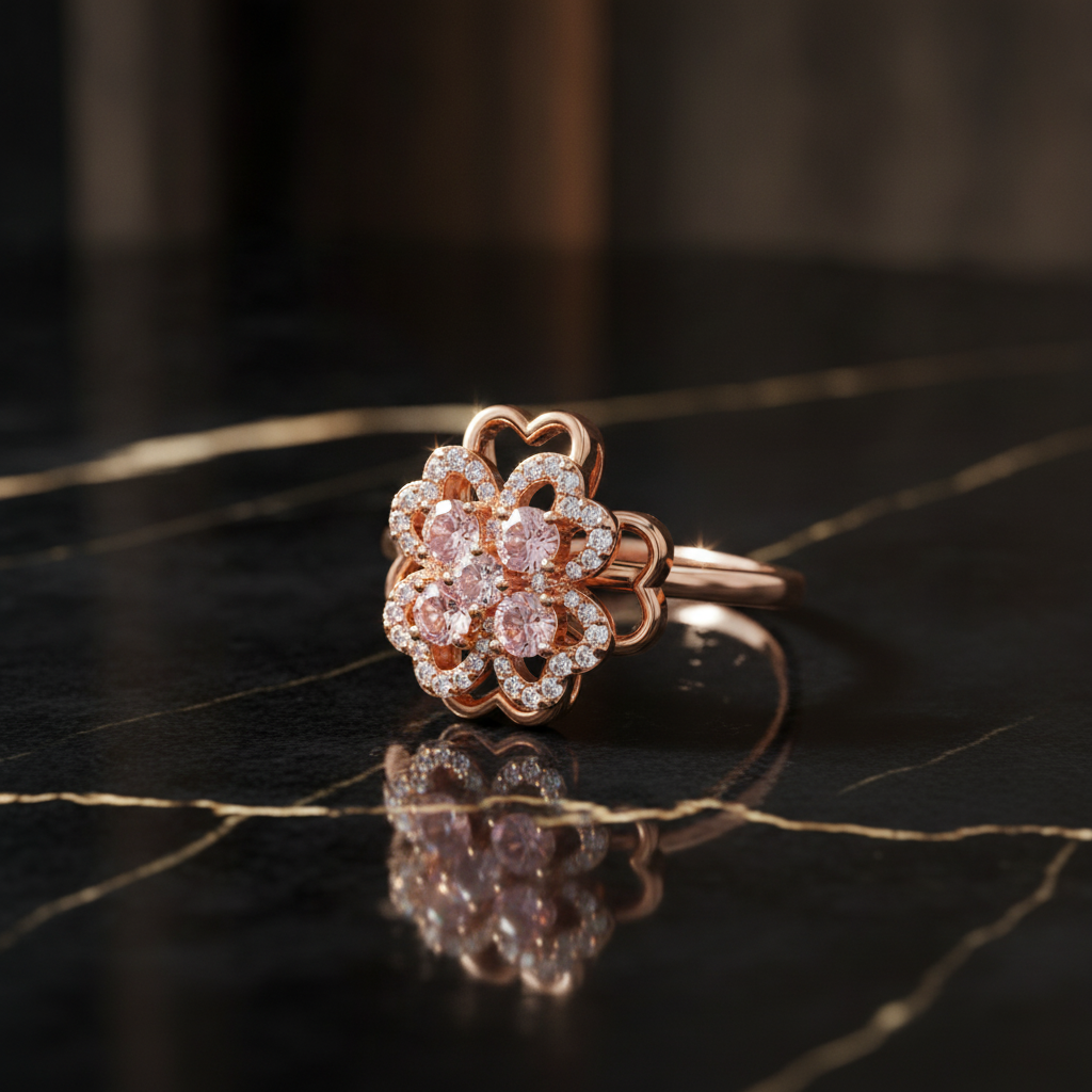 ELURA 360° Rotating Floral Spinner Ring for Women