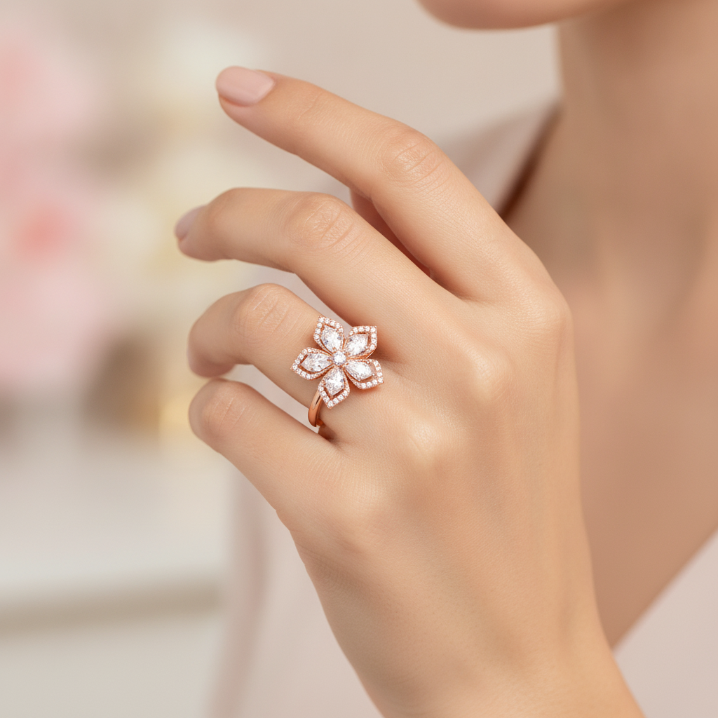 ELURA Premium 360° Rotating Floral Spinner Ring