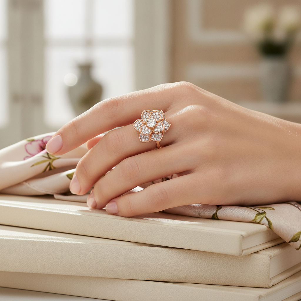 ELURA 360° Rotating Flower Spinner Ring for Women