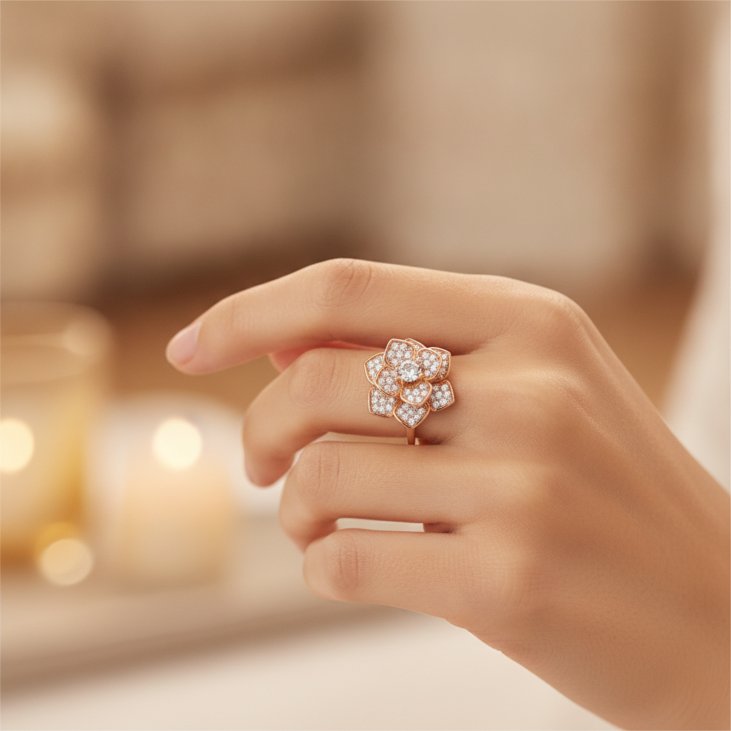 ELURA 360° Rotating Flower Spinner Ring for Women