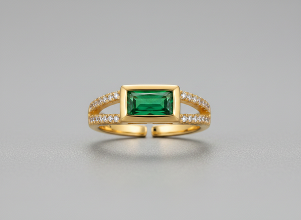 Elura Emerald Royale Dual Band Adjustable Ring
