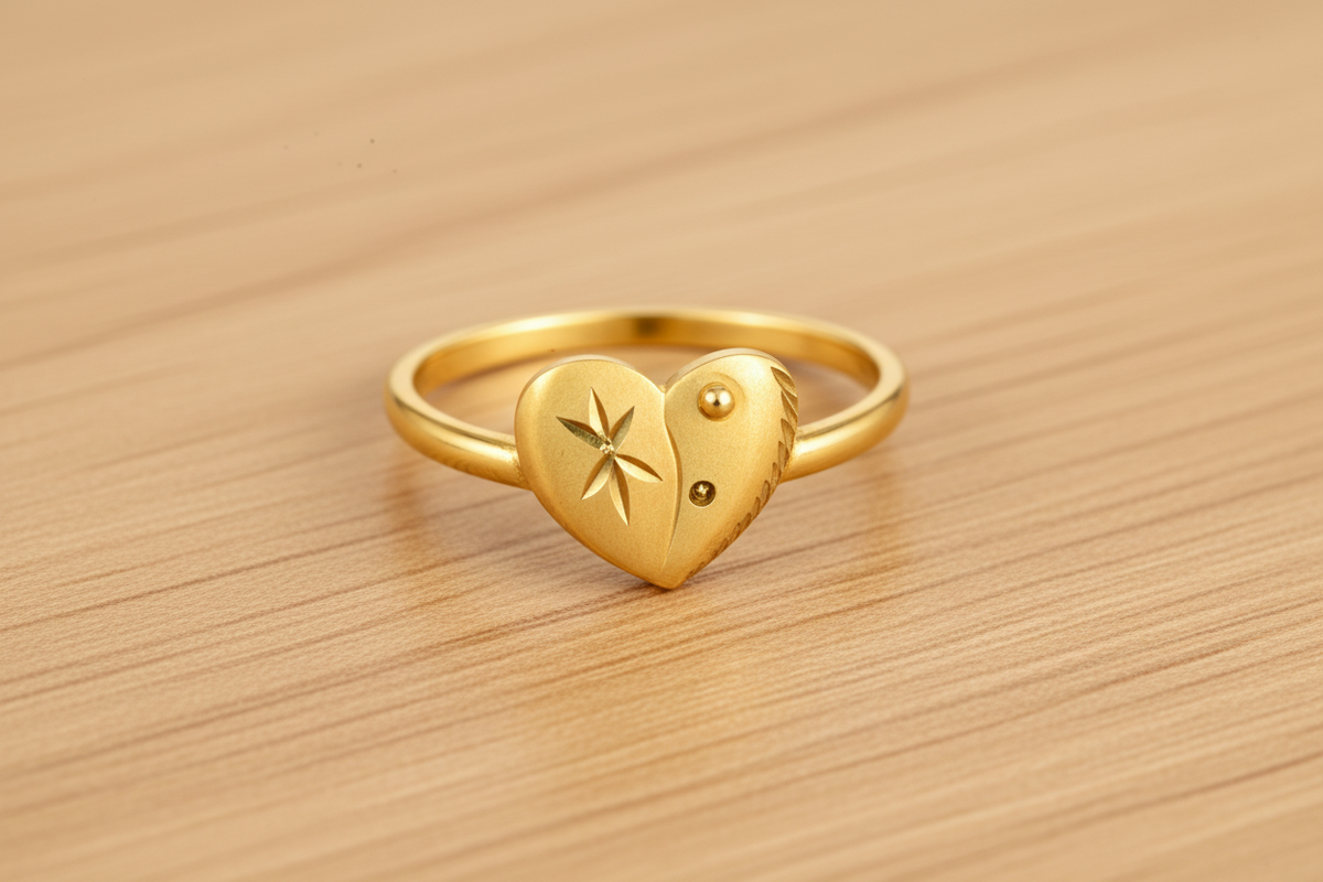 Elura Golden Heart Charm Ring