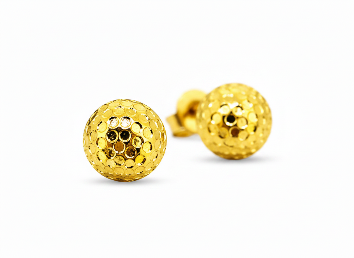 Elura Textured Dome Gold-Toned Stud Earrings for Women