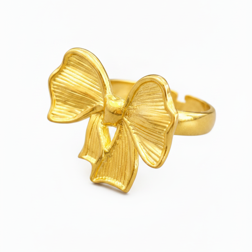 ELURA Adjustable Ribbon Bow Ring for Women & Girls