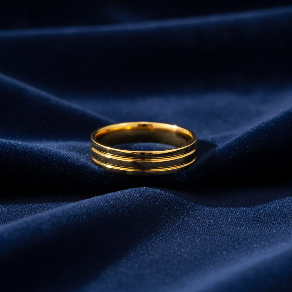 ELURA Elegant Plain Band Ring with Triple Line Design