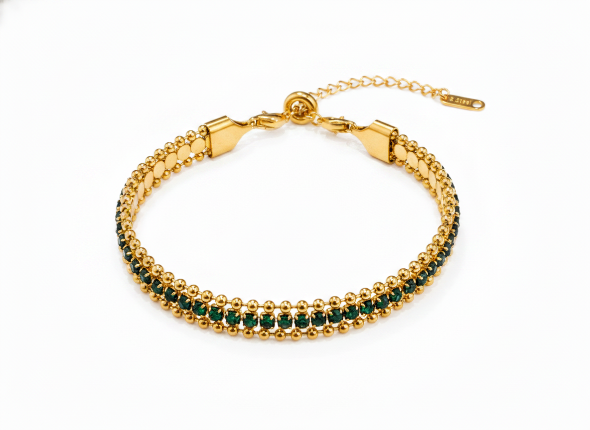ELURA Designer Green Cubic Zirconia Bracelet for Women