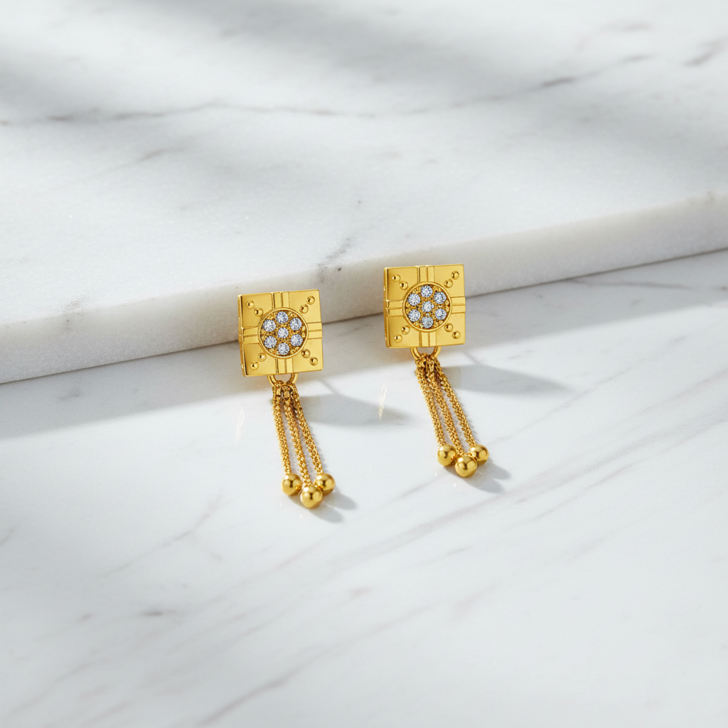 Elura Regal Chain Tassel Crystal Earrings