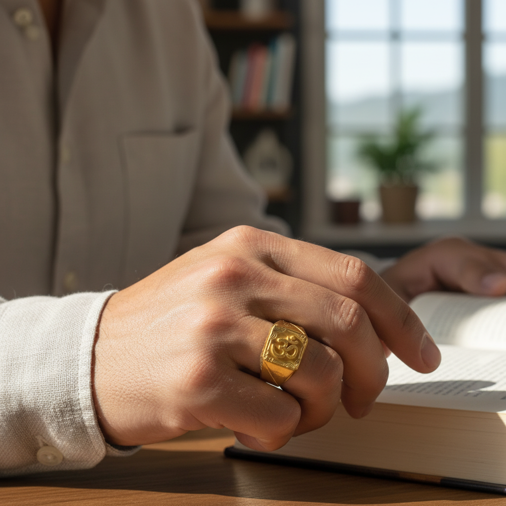 Elura Divine Om Heritage Gold Signet Ring for Men